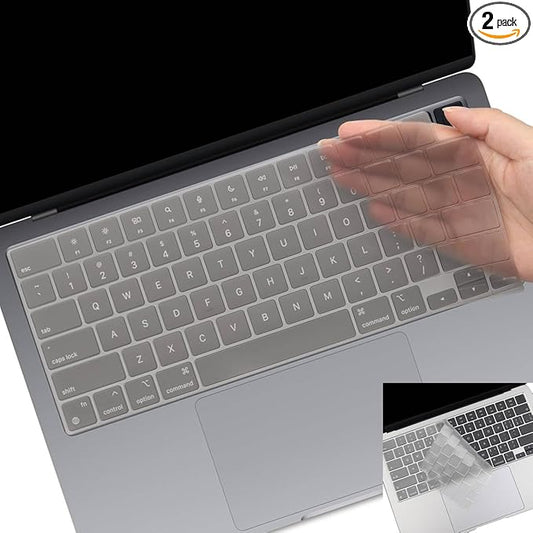 2 Pack Keyboard Cover for 2025-2023 MacBook Air M4 M3 M2 13.6" 15.3" A2941 A3114 A2681 A3113 & 2023-2021 MacBook Pro 14" 16" M4 M3 M2 M1 Pro/Max A2442 A2779 A2918 A2992 A2485 A2780 A2991 US Layout-TPU