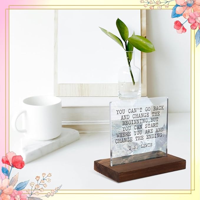 Mental Health Gifts for Men, Encouragement Gifts for Men, Positive Affirmation Gift for Man, Sobriety Gift for Man, Modern Acrylic Desk Plaque with Inspirational Quotes, 10 x 10 x 1.5 cm,XXD28