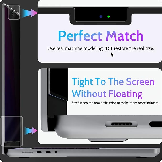 Magnetic Privacy Screen for MacBook Pro 16 Inch (2021-2025, M1, M2, M3, M4), 16inch Removable Matte Anti Blue Light Glare Private Filter Protector for Mac Pro 16.2" Laptop