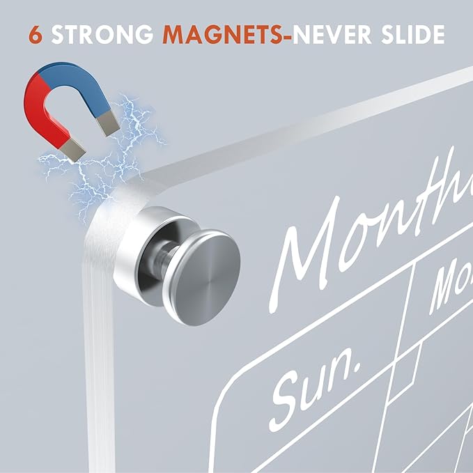 Magnetic Acrylic Calendar for Fridge,2 Pack 12"x16" Clear Fridge Calendar Dry Erase Magnetic Planning Boards Set(Monthly Planner+Blank Memo Board)
