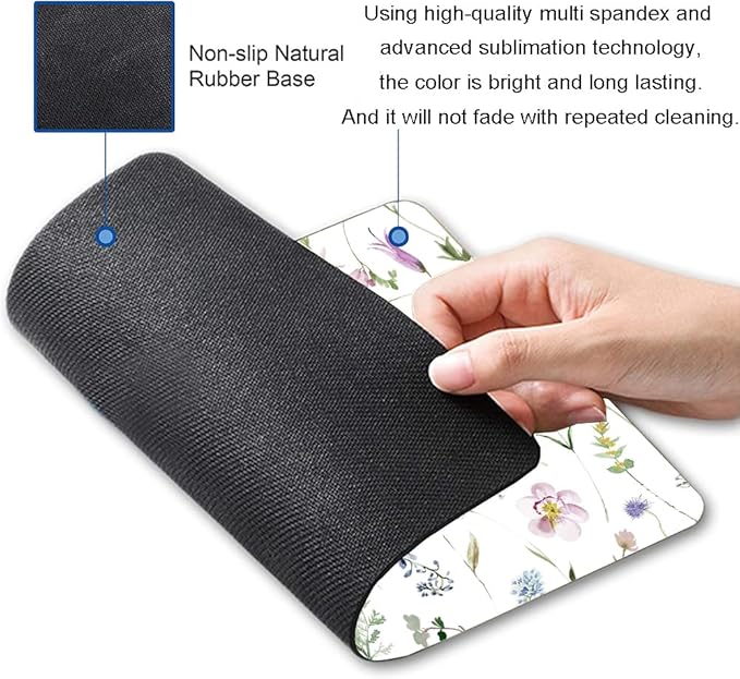 Mouse Pad, Premium-Textured Mouse Mat, Non-Slip Rubber Base Mousepad for Laptop, Computer & PC,9.5×7.9 in,Beautiful Flowers Plants