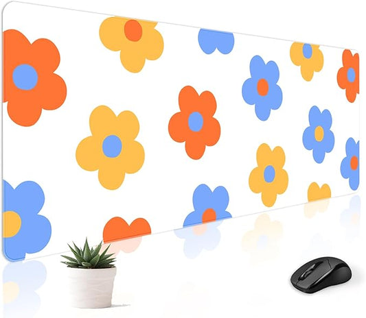 Mousepad Desk Mat Gaming Large Keyboard Cute Office Desktop Computer Laptop XXL Long Big Kawaii Aesthetic Girly Pretty Design Women Girl Gamer Oversized Wide 30x12'' Mousepad, Color Flower