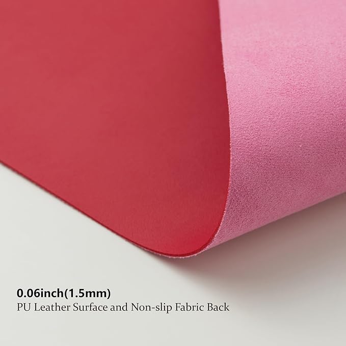 Leather Desk Mat - Small Non-Slip PU Desk Pad for Office and Home - Desk Organization and Accessories - Ideal for Large Mouse Pad and Small Desk Mats on Top of Desks (Rose Red,23.6"x 13.8")