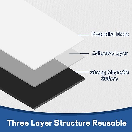 Magnetic Sheets with Adhesive Backing,8.5" x 11"(Pack of 16),30 mil Thick Cuttable Flexible Magnet Sheets for DIY Crafts,Photos and Stickers,Magnetic Paper Sheets with Strong Self Adhesive