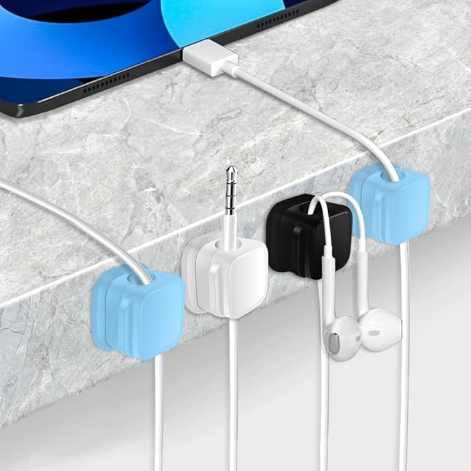 18 Pack Cord Organizer Holder, Magnetic Cable Clips Management, Easy Adhesive Phone Charging Cable Keeper, Hide Or Organize Desk Cable for Kitchen, Office, Car, Nightstand（3Colors）
