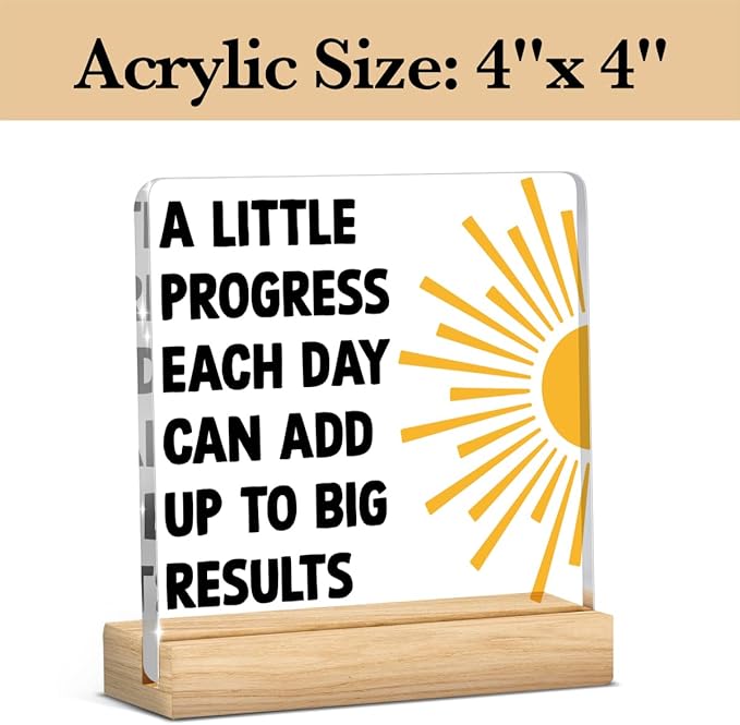 Motivational Mental Health Decoration, Therapy Office Desk Decor, School Counselor Gifts, Gifts for Women Psychologist School Counselor Therapist Halloween Christmas, A Little Progress Acrylic Sign