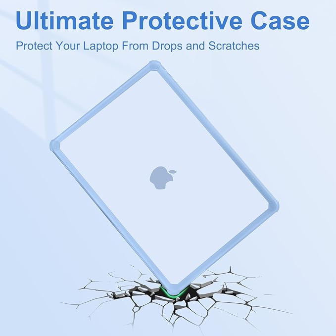 MOSISO Compatible with MacBook Pro 13 inch Case M2 2025-2016 A2338 M1 A2251 A2289 A2159 A1989 A1708 A1706, Anti-Cracking Heavy Duty Plastic TPU Bumper Hard Case&Keyboard Skin&Screen Film, Air Blue