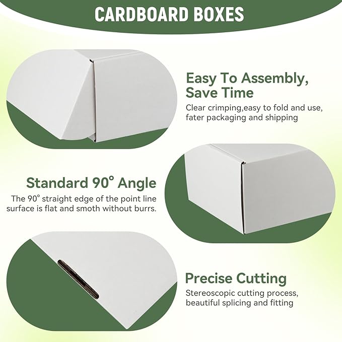 10 Pack 13"x10"x4" inch Shipping Boxes White Corrugated Cardboard Box for Small Business, Mailer, Shipping, and Packing