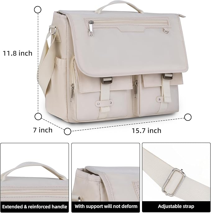 Lovvento Shoulder Messenger Bag for Men - Women Laptop Bag 15.6 inch Satchel Bags Mens Canvas Crossbody Tote Bags