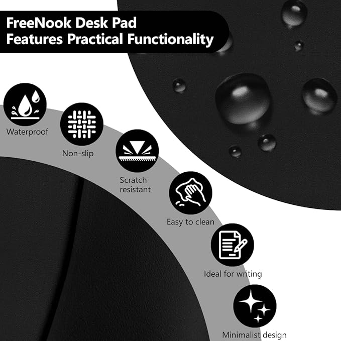 Leather Desk Mat, 31.5"×15.7" Desk Matt for Desktop, Waterproof Keyboard Pad, Computer Mats for Desktop, Large Mouse Pad, Non-Slip Computer Mat for Office Home - Black