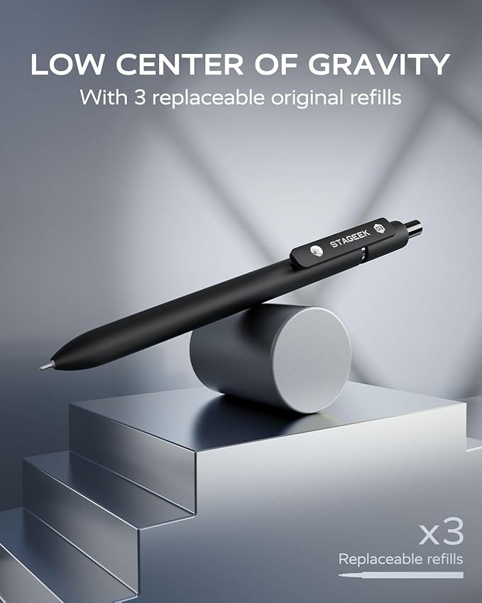 Black Gel Pens, 6Pcs Fine Point Smooth Writing Pens with 3 Extra Refills, Quick Dry Black Ink Pens for Journaling, Office, Note Taking, School Supplies, Nurse Aesthetic(Black Gray White)