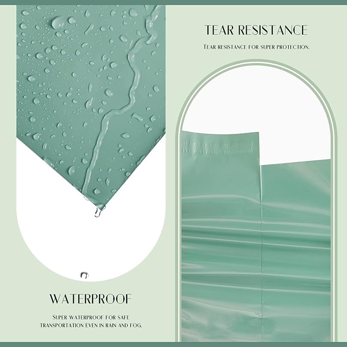 Metronic Large Poly Mailers 19x24 100Pcs, Strong Adhensive Shipping Bags for Clothing, Waterproof Mailers Bags for Small Business, Shipping Envelopes, Tear-resistant Packing Bags in Grayed Jade Green