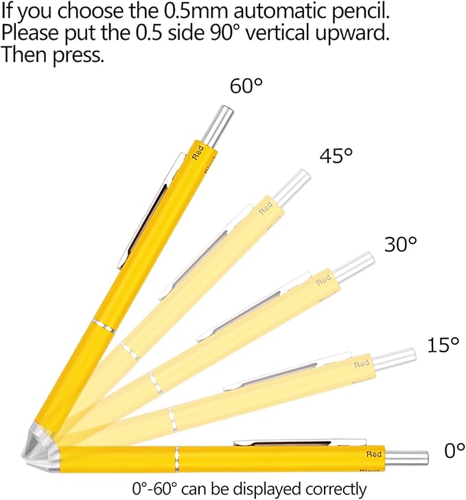 DUNBONG 4 in 1 Multicolor Pen, Metal Cased Multifunction Pen, 0.5mm Mechanical Pencil, Red, Blue, Black Ball Pens, 1-Count (Yellow)