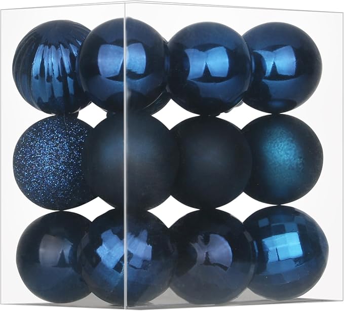 Navy Blue 2.5" Christmas Balls Christmas Tree Decoration Ornaments Shatterproof Hanging Balls for Birthday Halloween Holiday Wedding Decorations Set of 18pcs