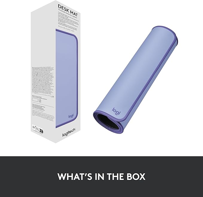 Logitech Desk Mat - Studio Series, Multifunctional Large Desk Pad, Extended Mouse Mat, Office Desk Protector with Anti-Slip Base, Spill-Resistant Durable Design, in Lilac