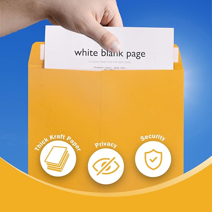 10x13 Catalog Envelopes Self Seal 100 Pack, Goefun 100GSM Paper Yellow Brown Manilla Envelopes with Peel and Seal Flap for Mailing, Organizing and Storage