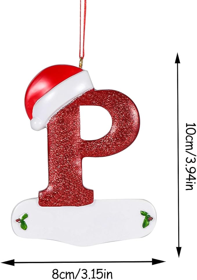 Personalized 26 Letters Ornaments for Christmas Tree 2025, Custom Christmas Ornament with Family Member's Names 3D Resin Xmas Hanging Pendant Original Gifts for Family Friends(P)