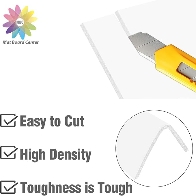 Mat Board Center, Pack of 10 Acid-Free Foam Boards, 12x16 inch White Foam Boards, 1/8" Thick