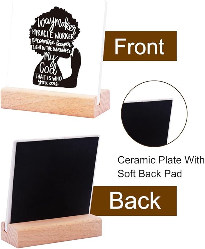 Motivational Quotes Office Desk Decor for Women Girls,Way Maker Miracle Worker Promise Keeper Ceramic Plaque Sign for Office Desk Shelf Decor,Gifts for Friends Coworkers