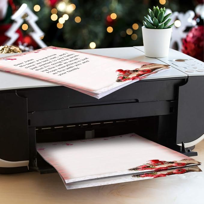 Christmas Stationary Set 6 Designs Stationary Paper and Envelopes Set, 48 Sheets Writing Stationery Paper + 24 Pieces Sealed Envelopes