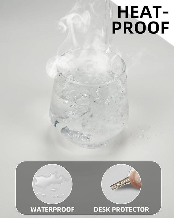 Non-Slip Desk Pad,Mouse Pad,Waterproof PVC Leather Desk Table Protector,Non-Slip PU Leather Desk Blotter, Easy Clean Laptop Desk Writing Mat for Office Work/Home/Decor(White, 24" x 13.7")