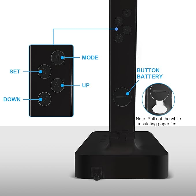 Smart Desk Lamp with Dual USB Charging (Type-C/USB-A) & 2 AC Outlets, Digital Clock, Temperature Display, 5 Color Modes, 5 Brightness, Adjustable - for Office, Bedroom, Dorm Room, Study