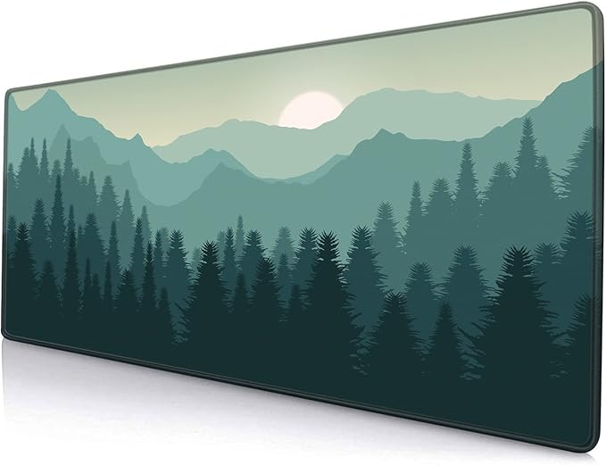 Mouse Pad Gaming, Large Mouse Pads for Desk, Keyboard Mouse Mat Desk Pad, Non-Slip Rubber Base with Stitched Edges Mousepad, 31.5x11.8 inch Abstract Landscape Mountain