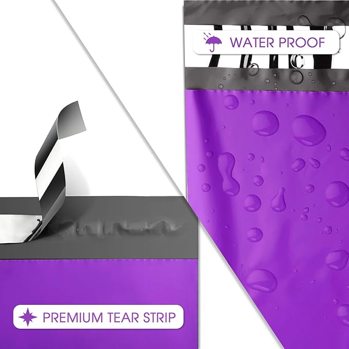 Metronic Poly Mailers 12x15.5 200 Pack Large Shipping Bags，Strong Adhesive Mailing Bags, Waterproof and Tear-Proof Multipurpose Envelopes for Clothing, Small Business,Boutique, Postal Bags Purple