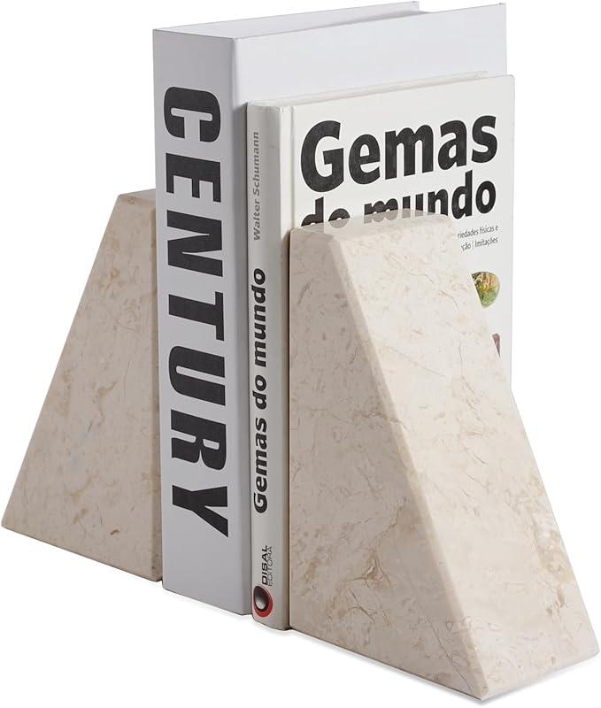 Marble Book Ends Decorative, Unique Bookends for Shelves, Bookends to Hold Heavy Books, Durable Book Holder Stopper for Home Office Desk Bookshelf Decoration, Turkey Natural Marble, Set of 2