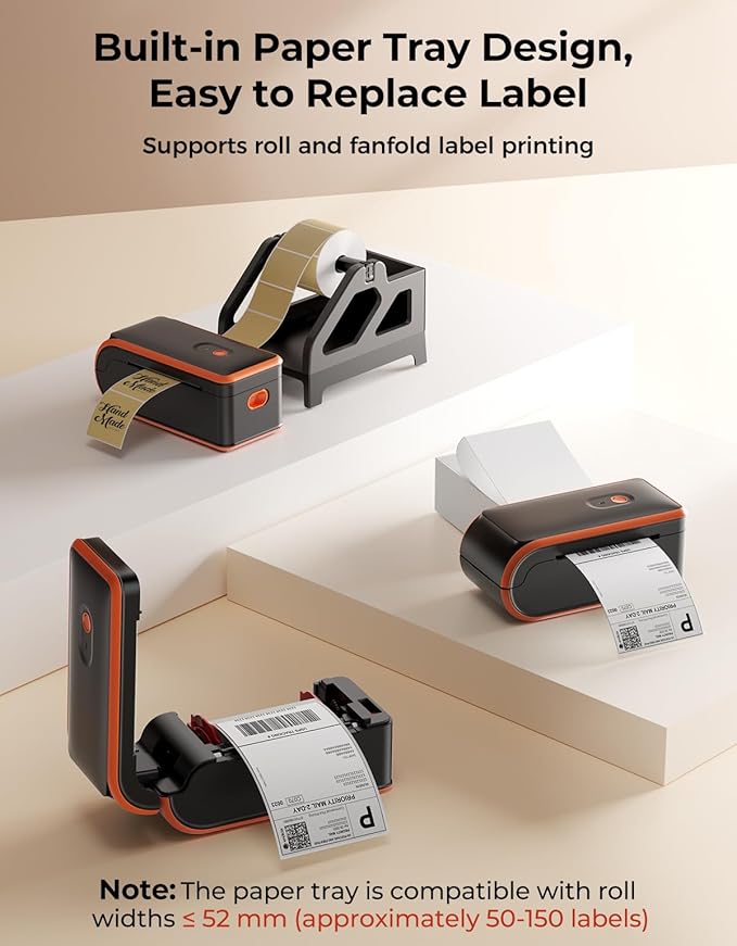 MUNBYN Bluetooth Thermal Label Printer 4x6, Wireless Shipping Label Printer with Built-in Paper Bin & Battery, Compatible with iOS, Android, Windows, Mac, Works for Amazon, Ebay, Shopify, Etsy, USPS