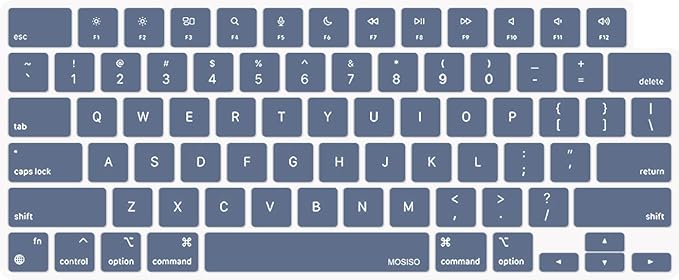 MOSISO Keyboard Cover Skin Compatible with MacBook Air 15 inch M3 A3114 M2 A2941/Air 13.6 A3113 A2681/Pro 14/16 M4 M3 M2 M1, Steel Blue