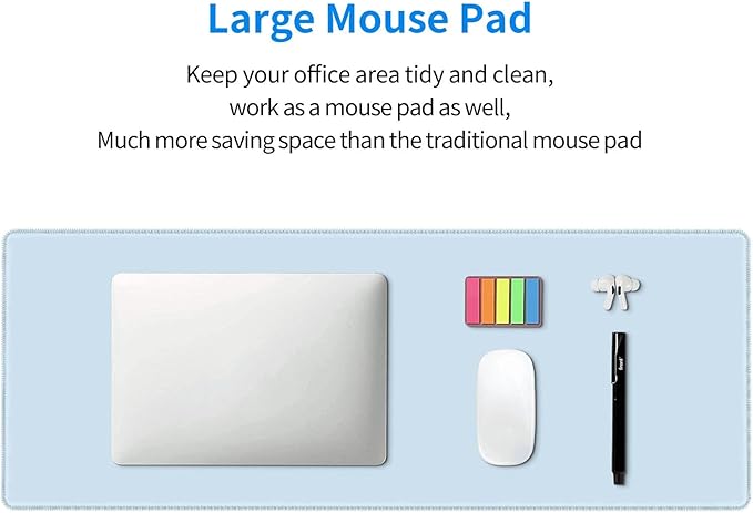 Light Blue Extended Large Gaming Mouse Pad XL 31.5"x11.8" Non-Slip Rubber with Stitched Edges, Extra Long Desk Mat Computer Laptop Writing Mat for Desktop Office Home