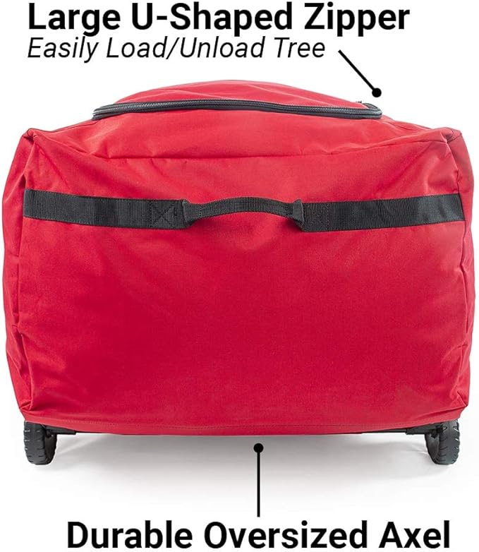 [Rolling Duffle Bag Tree Storage Bag] - Big Wheeled 9 Foot Christmas Tree Storage Bag for Artificial Trees up to 9 Feet Tall - Compression Straps to Secure Your Tree | EZ Roller by Santa's Bags