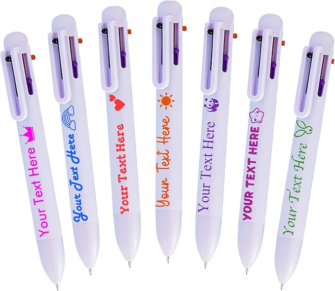Personalized Multicolor Ballpoint Pen Bulk Custom 6-In-1 Pens with Name Logo Customized Color Pen Boys Girls Teacher Business Gift Purple_14PC