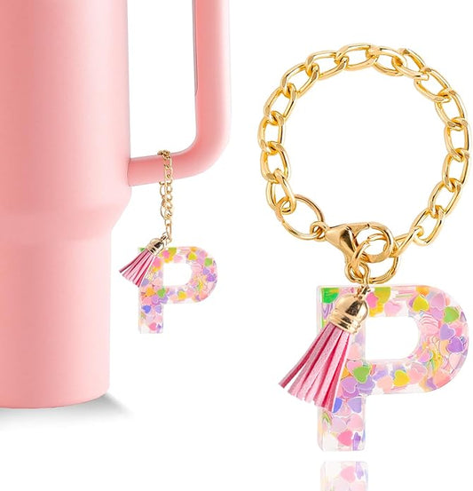 Letter Charm Accessories for Stanley Cup 1 PCS Cute Initial Keychain Handle Charm for Stanley Tumbler for Women