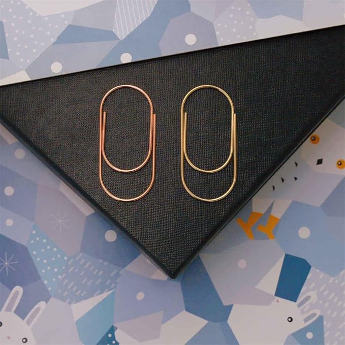 OWLFAVO 36pcs 2inch Jumbo Paper Clips with Clear Box, Rose Gold and Yellow Gold, Funny Cute Paperclips Bookmarks Planner Clips for Fun Office Supplies School Gifts Wedding Decoration