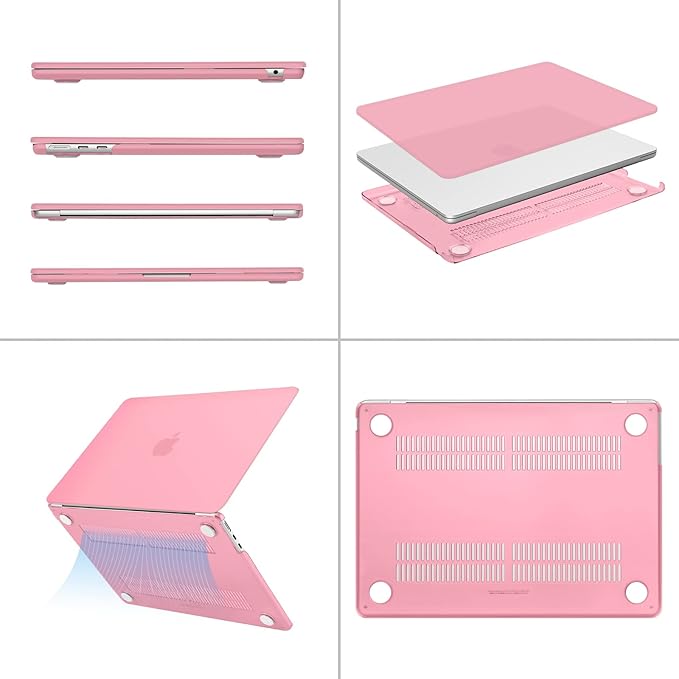 MOSISO Compatible with MacBook Air 13 inch Case 2025 2024 2023 2022 M4 A3240 M3 A3113 M2 A2681, Plastic Hard Shell&Keyboard Cover&Screen Film&Type C for MacBook Air 13.6 inch Case, Pink