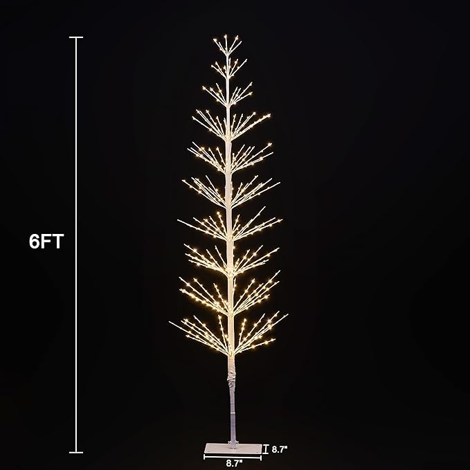 LIGHTSHARE 6FT 325L Lighted Starlit Tree, Warm White, for Home, Festival, Party, and Christmas Decoration, Indoor and Outdoor Use, White