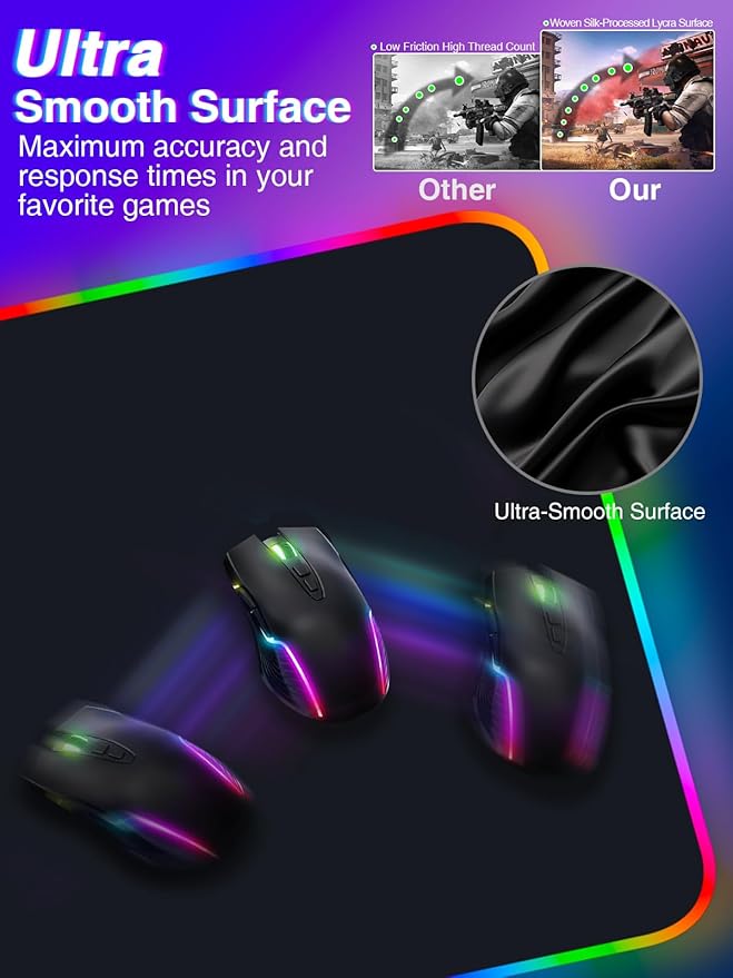 Magnetic RGB Gaming Mouse Pad 31.5x15.75 Inch, 15W Fast Wireless Charging Desk Mat, XXL Desk Pad with 11 RGB Lighting Modes, Home Office Large Keyboard Pad with Ultra-Smooth Surface, Non-Slip Base