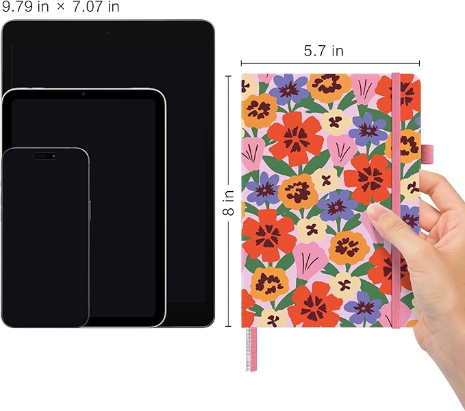 &And Per Se Lined Journal Notebook for Women&Men with Pattern, 160 Pages 100GSM Thick Paper, A5 Hardcover Journals for Writing(Elegant Florals)