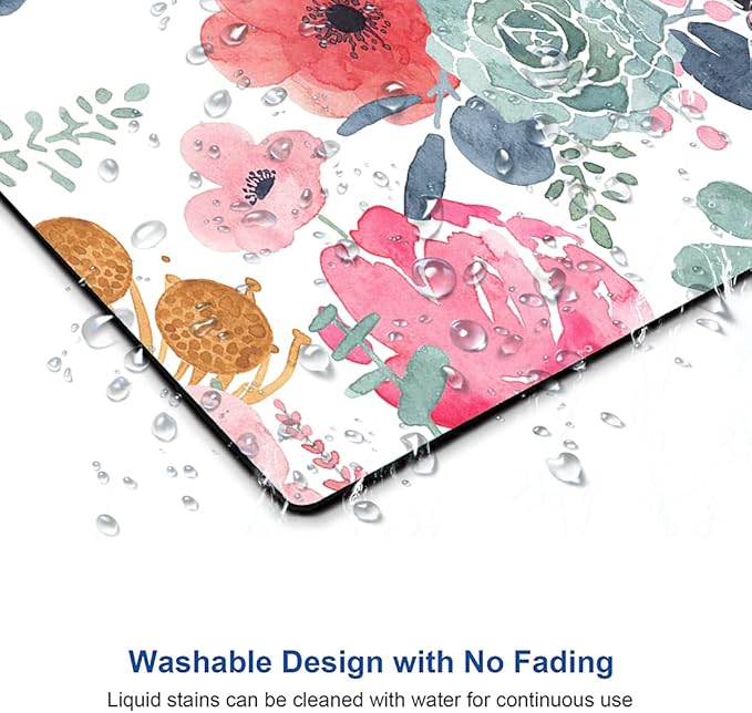 Mouse Pad, Premium-Textured Mouse Mat, Non-Slip Rubber Base Mousepad for Laptop, Computer & PC,9.5×7.9 in,Pink Green Flower