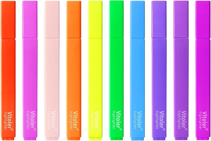 Aesthetic Highlighters,10 pcs, Chisel Tip, Vibrant Colors,Pastel Highlighters Assorted Colors, Bulk Highlighte for Bible Journaling Planner Notes School Supplies