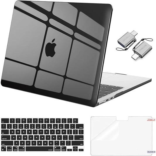 MOSISO Compatible with MacBook Air 13 inch Case 2025 2024 2023 2022 M4 A3240 M3 A3113 M2 A2681, Plastic Hard Shell&Keyboard Cover&Screen Film&Type C for MacBook Air 13.6 inch Case, Smoke Black