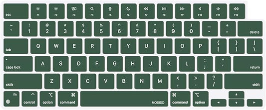 MOSISO Keyboard Cover Skin Compatible with MacBook Air 15 inch M3 A3114 M2 A2941/Air 13.6 A3113 A2681/Pro 14/16 M4 M3 M2 M1, Peacock Green