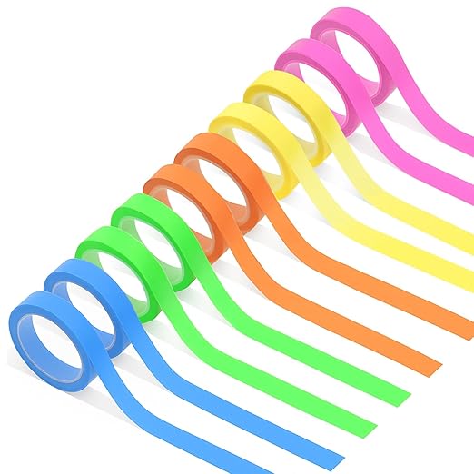 10 Rolls Highlighter Tapes, Colored Transparent Marking Sticker, Removable Fluorescent Neon Tape for Students Teachers Reading Taking Notes at Class Home Office
