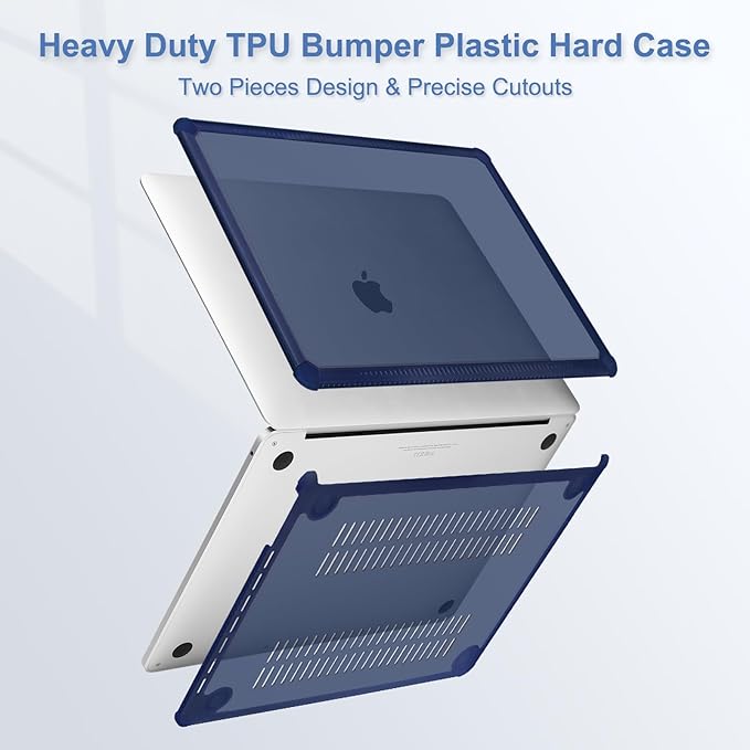 MOSISO Compatible with MacBook Pro 13 inch Case M2 2025-2016 A2338 M1 A2251 A2289 A2159 A1989 A1708 A1706, Anti-Cracking Heavy Duty Plastic TPU Bumper Hard Case&Keyboard Skin&Screen Film, Navy Blue