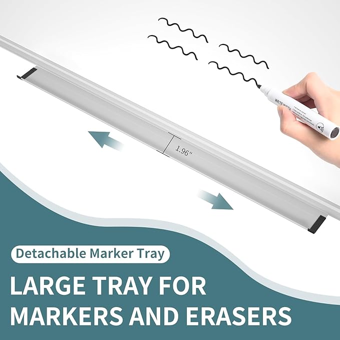 Magnetic Dry Erase Whiteboard - 46 x 33 Inch White Board - 4 x 3 Large Wall-Mounted Board with Silver Aluminum Frame, 1 Magnetic Eraser, 2 Pen, Detachable Marker Tray, 6 Magnets