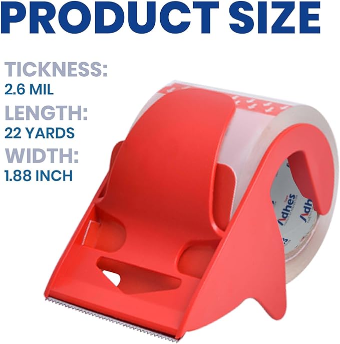 ADHES No Noise Shipping Packing Tape, 48mm x 20m, 36 Tape Rolls with Dispensers, Heavy Duty Packing Tape for Moving Boxes-Moving Tape Strong Adhesive Packaging