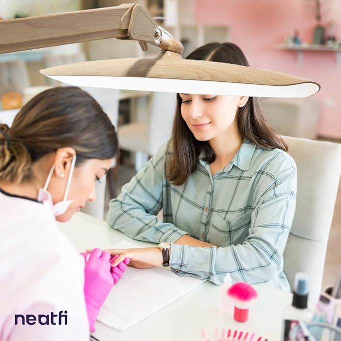 Neatfi XL 2,200 Lumens LED Task Lamp, 24W Super Bright Desk Lamp, 117 Pcs SMD LED, 4 Level Brightness, Dimmable, Task Light for Home, Office, Workbench (Non-CCT, Brown Wood)