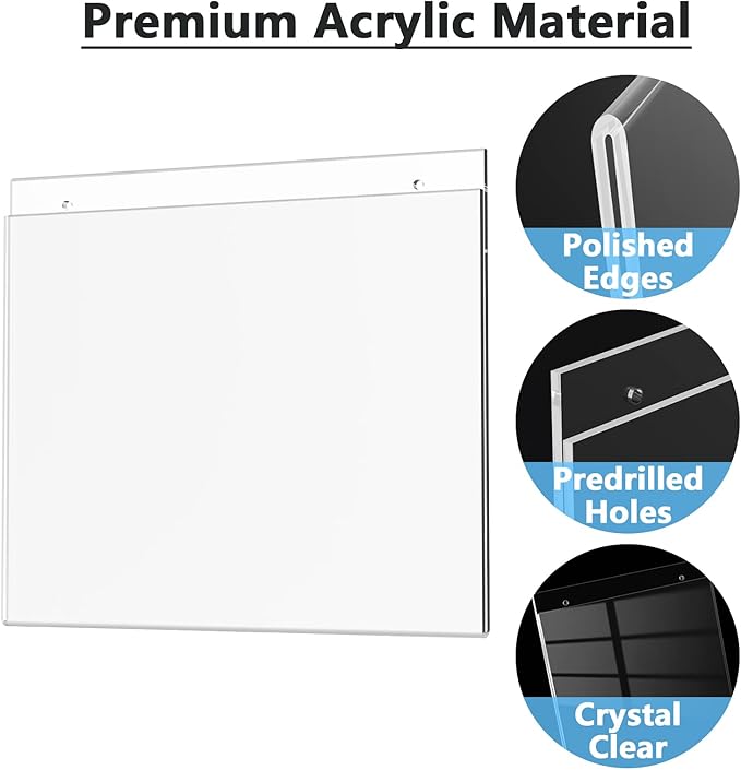 MaxGear Wall Mount Sign Holder 8.5x11, Acrylic Wall Sign Holder with Mounting Screws, Plastic Clear Plastic Picture Frames for Home, Office, Store, Restaurant, Landscape (24 Pack)